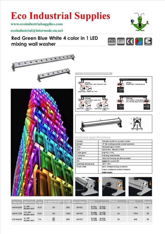 specs for 4 colour LED wall washing lights