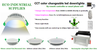 CCT color changeable LED down lights WiFi controlled