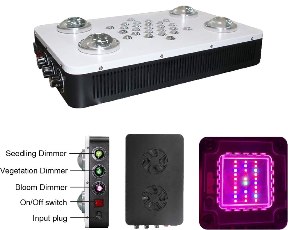Our C series plant grow lights have 3 stage dimming control for seed, veg and bloom.  Available from Eco Industrial Supplies