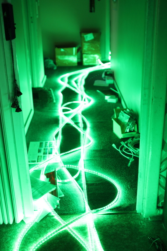 LED strip lighting green