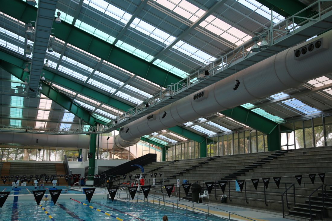 Our T-Rex Flood Light Industrial LED lighting used at a swimming pool centre