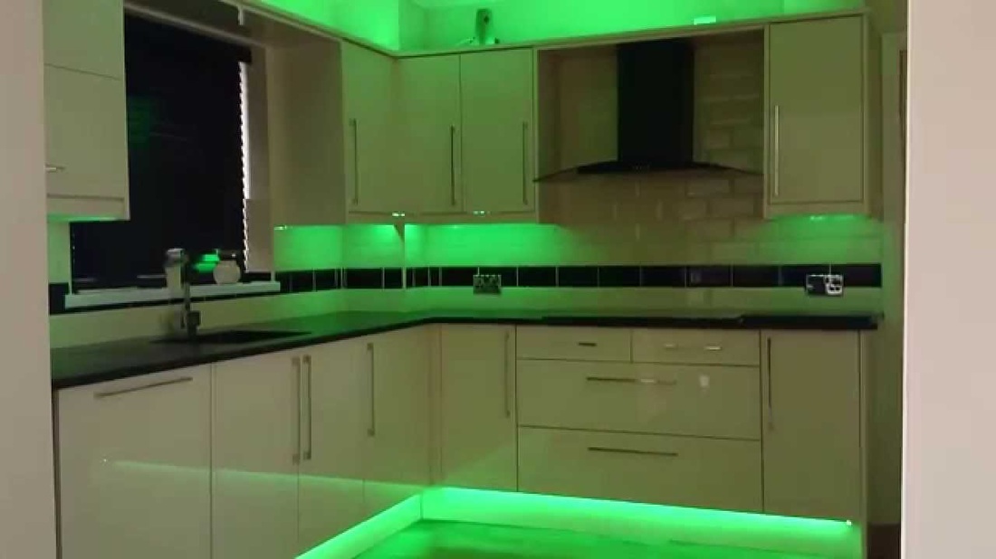 RGB and individual colour strip lighting for kitchens available from Eco Industrial Supplies